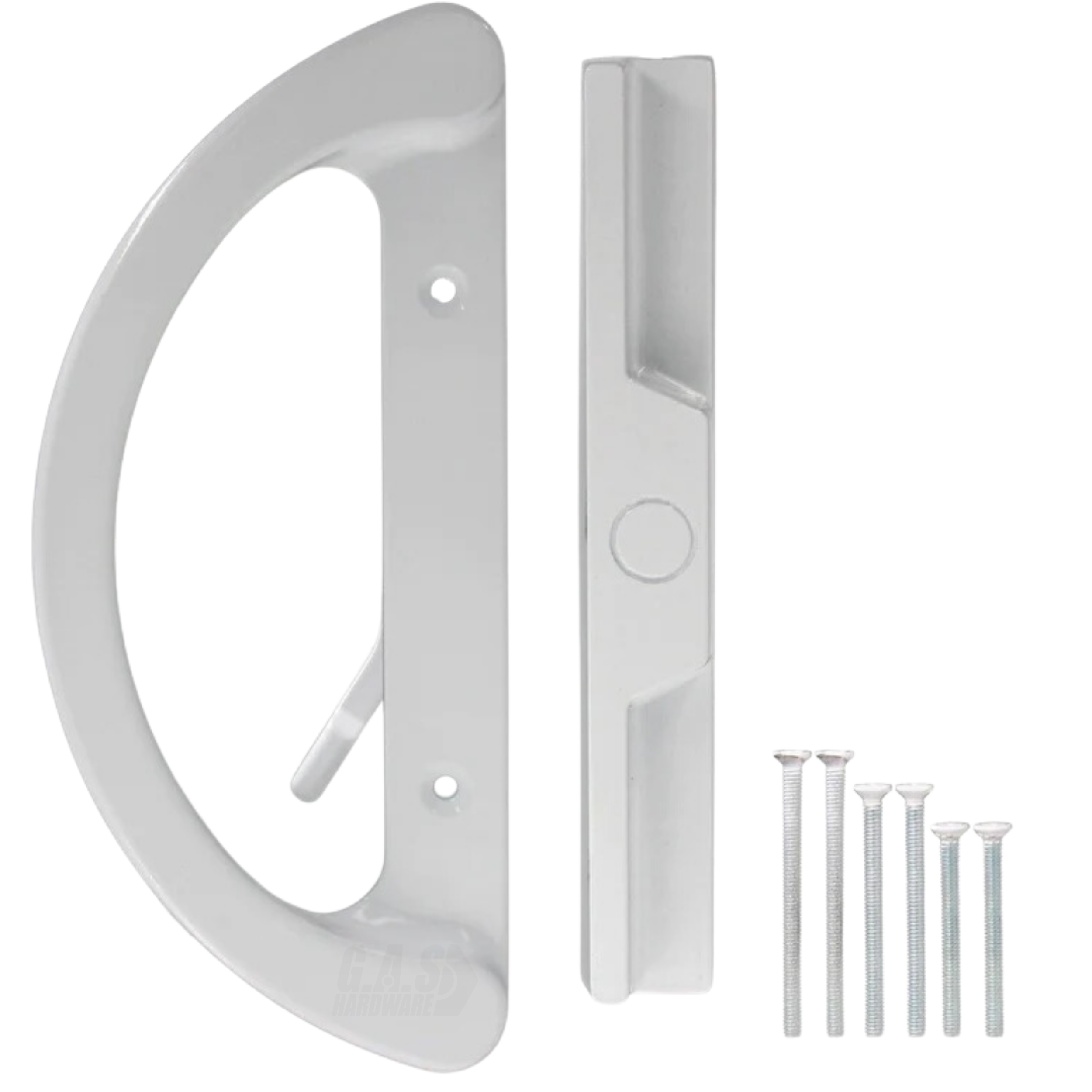 8" Sliding Patio Glass Door Handle Set Replacement – White Diecast Aluminum, Non-Keyed, Fits 3-15/16” Hole Spacing - Garage and Sliding Door Hardware